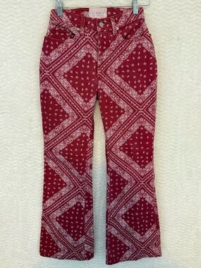REVICE Faded Red Bandana Print Jeans
